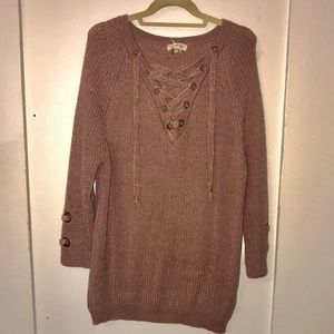 Lace Up Sweater Dress